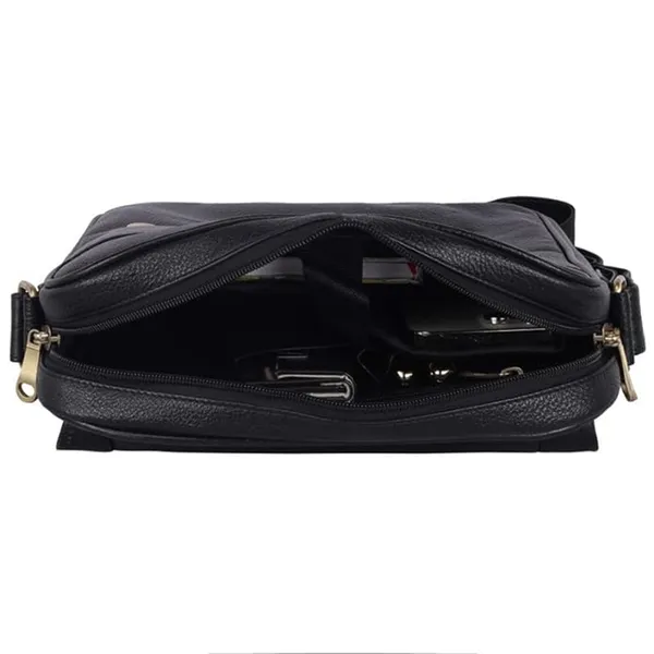 100%_Pure_Leather_Black__Structured_Cross_Body_Bag_(3_Years_warranty)