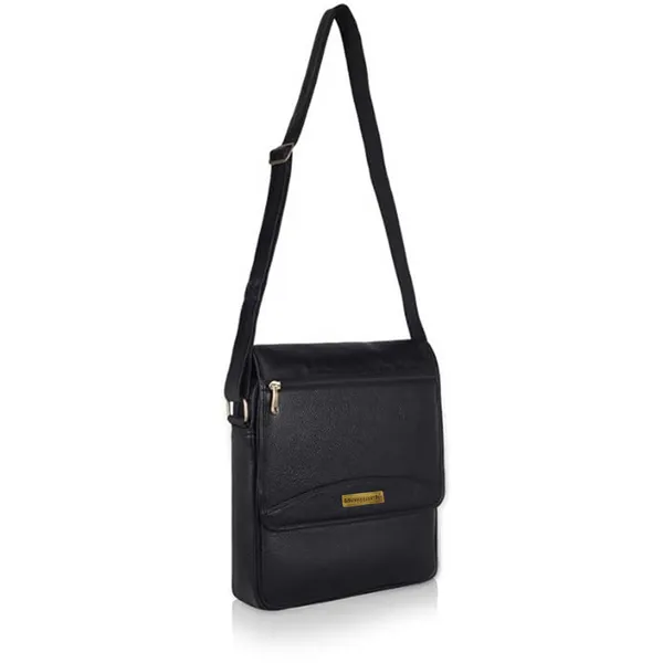 100%_Pure_Leather_Black__Structured_Cross_Body_Bag_(3_Years_warranty)
