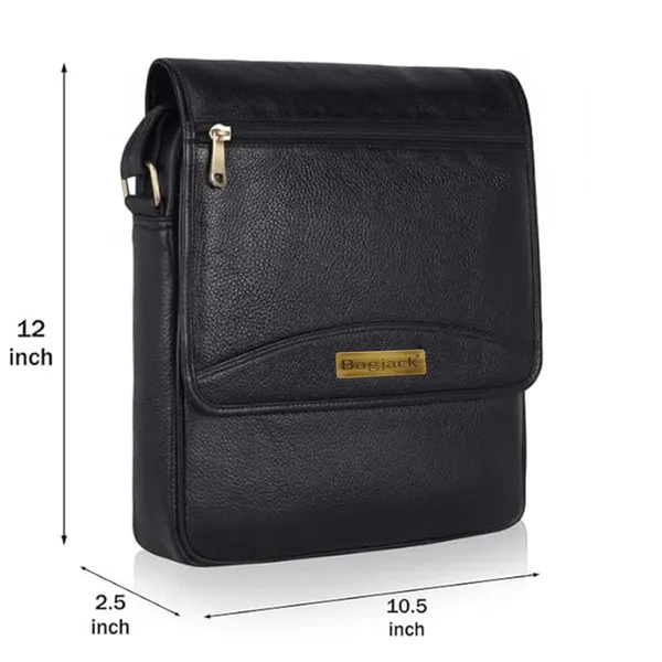 100%_Pure_Leather_Black__Structured_Cross_Body_Bag_(3_Years_warranty)