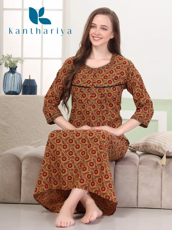 Full sleeve nighty cotton 2025