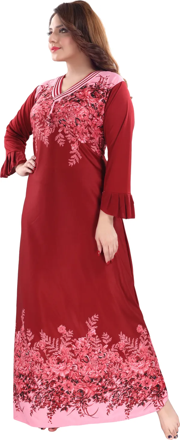 Red_Full_Sleeve_Summer_Nighty_For_Women