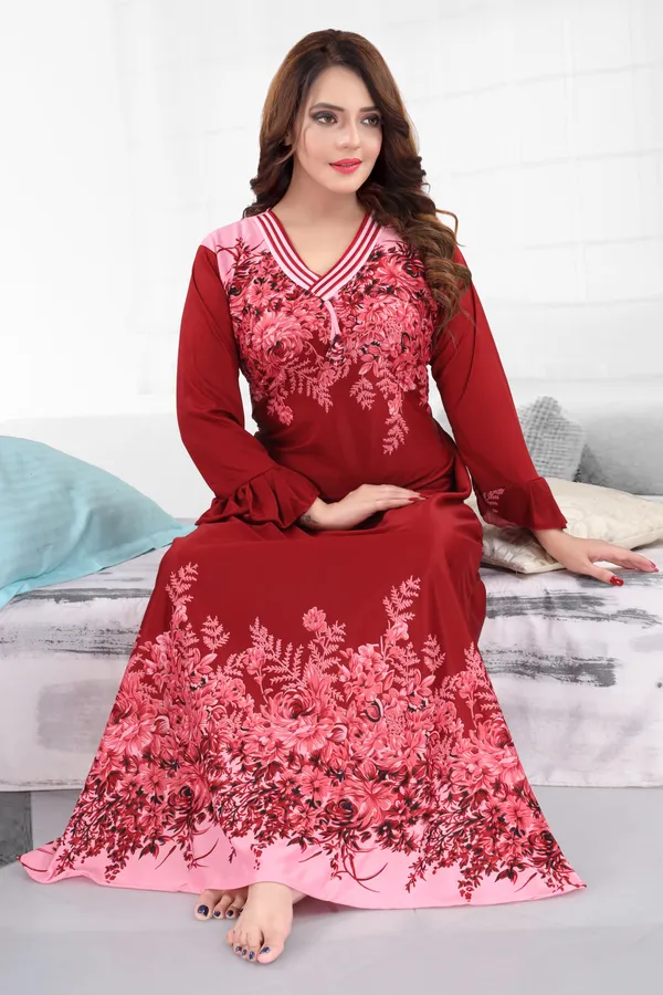 Red_Full_Sleeve_Summer_Nighty_For_Women