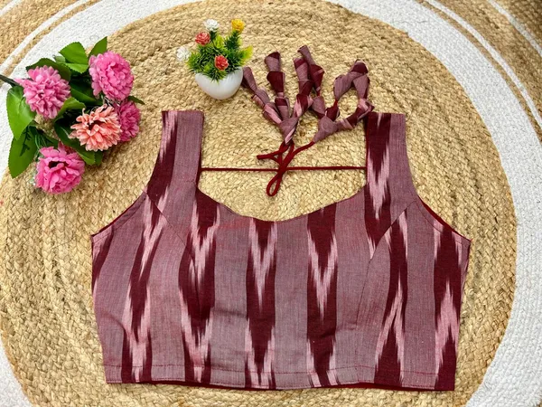Maroon_Ikkat_Bollywood_Angoori_Readymade_Blouse