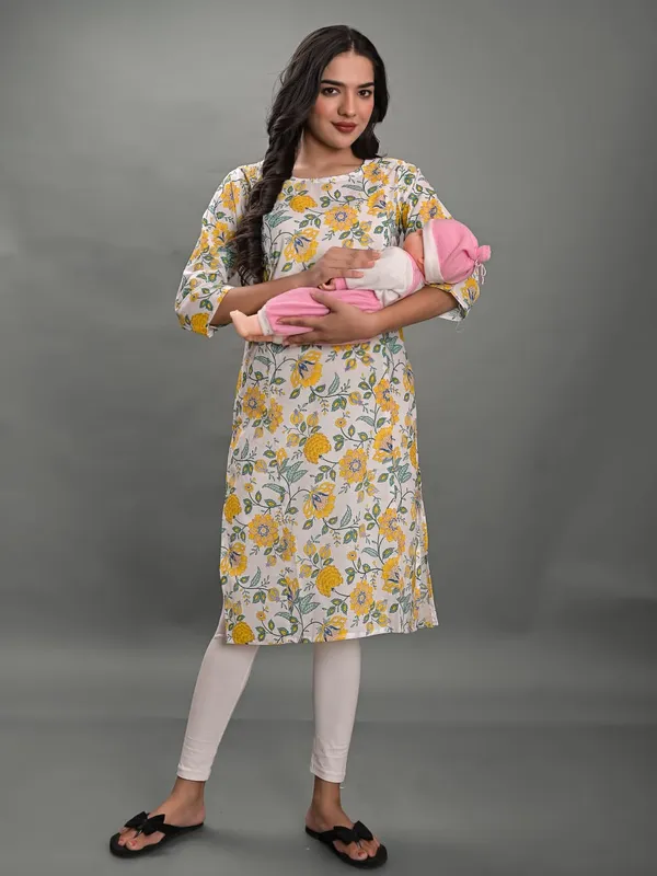 White_Jaipuri_Maternity_And_Feeding_Kurti