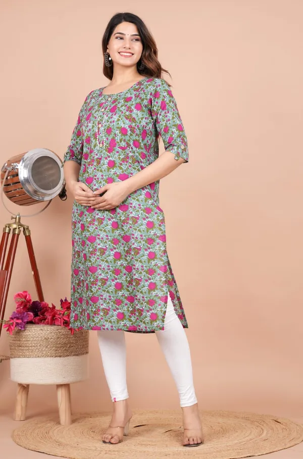 Multi_Pink_Floral_Maternity_And_Feeding_Kurti