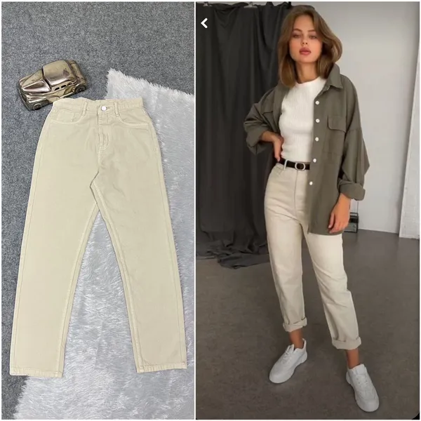 Ceammy_Unique_Colour_Causal_Cream_Straight_Mom_Fit_Jeans
