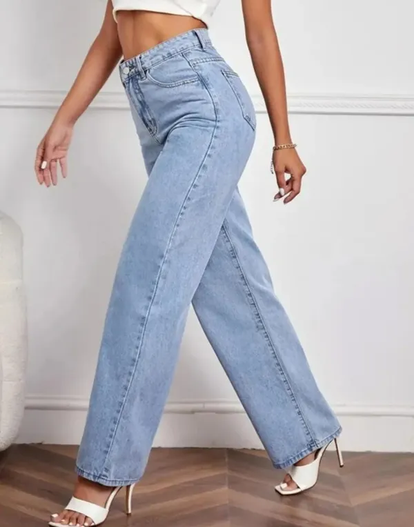 Surfashionable_Trandy_Clean_Look_Solid_Pattern_Light_Blue_Wide_Legs_Denim_Jeans_For_Women