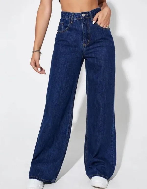 Wide leg jeans dark blue cheap