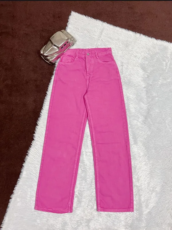 Dixo_Fixo_Hot_Pink_High_Waist_Denim_Wide_Leg_Jeans_For_Women