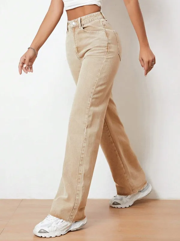 XoXo_Trending_Beige_Colour_Stylish_Style_Denim_Bell_Bottom_Jeans_For_Women
