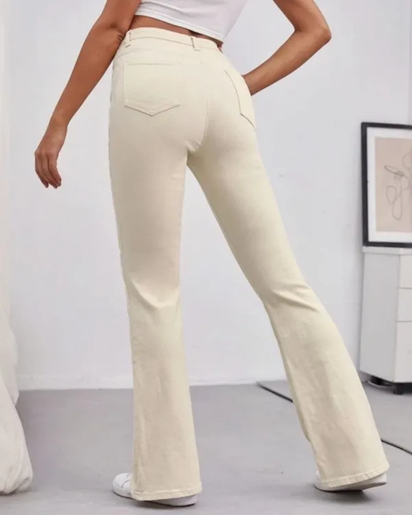 Beige_Colour_Boot_Cut_High_Rise_Style_Solid_Denim_Jeans