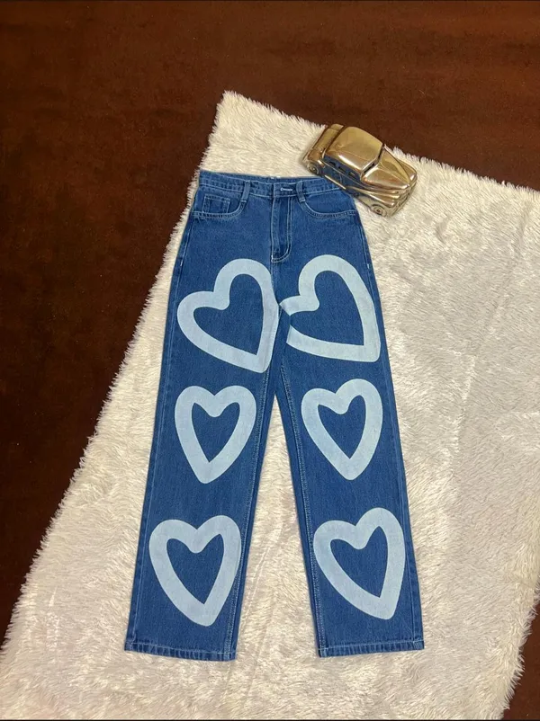 Mozzarella_High_Waist_Heart_Print_Dark_Blue_Denim_Jeans_For_Lovely_Women