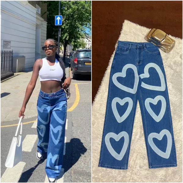 Mozzarella_High_Waist_Heart_Print_Dark_Blue_Denim_Jeans_For_Lovely_Women