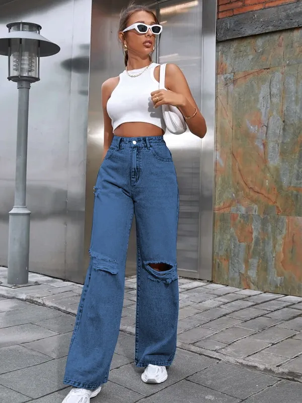 DDM_Clothing_Blue_Colour_Mid-Rise_Boyfriend_Loose_Ripped_Denim_Jeans_for_Women