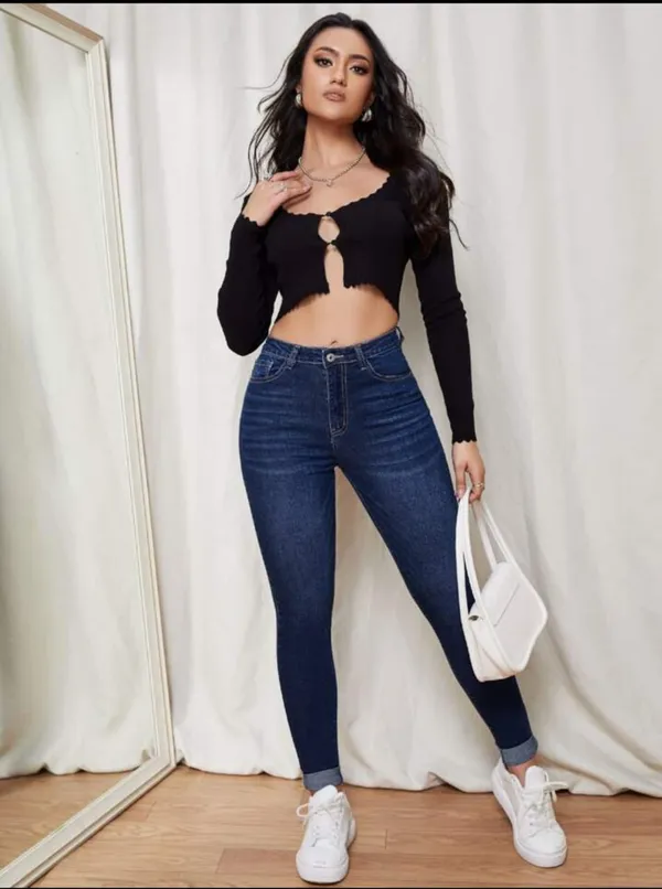 Basco_Basic_Sensetional_High_Rise_Causal_Dark_Blue_Denim_Jeans_For_Women