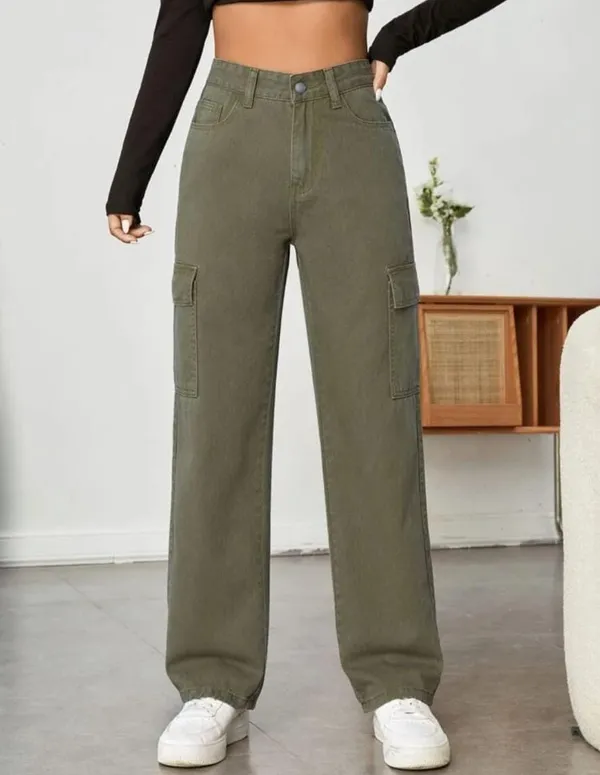 Patch_Pocket_Olive_Green_Cargo_Denim_and_Western_Wear_Jeans__For_Women