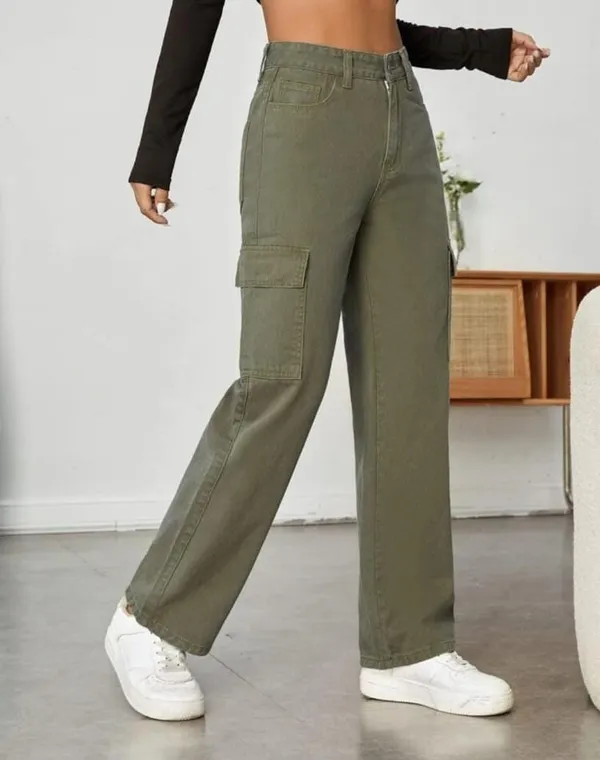Patch_Pocket_Olive_Green_Cargo_Denim_and_Western_Wear_Jeans__For_Women