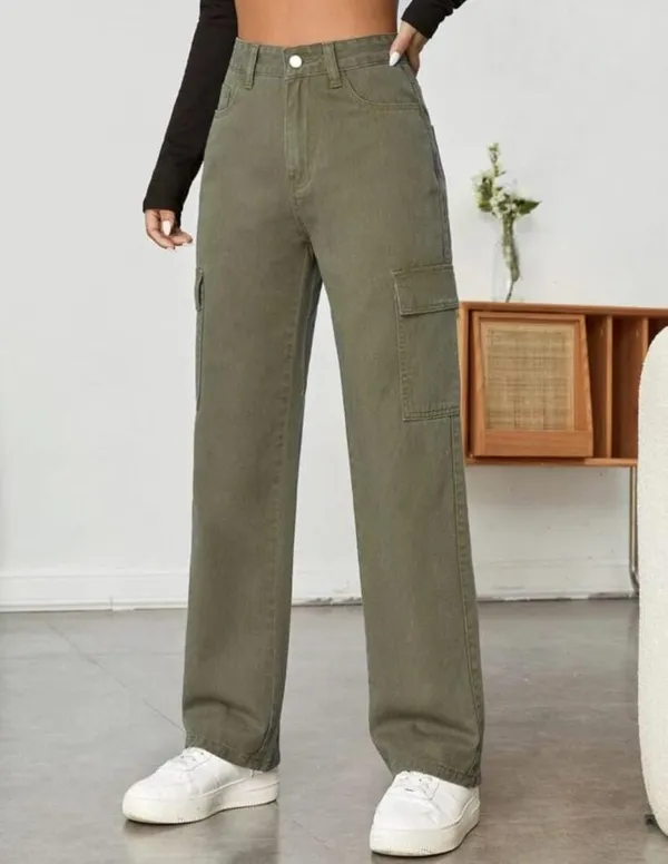 Patch_Pocket_Olive_Green_Cargo_Denim_and_Western_Wear_Jeans__For_Women