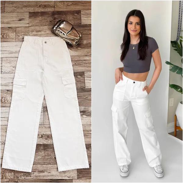 Stylish_Fashionable__High_Rise_White__Cargo_Denim_Jeans