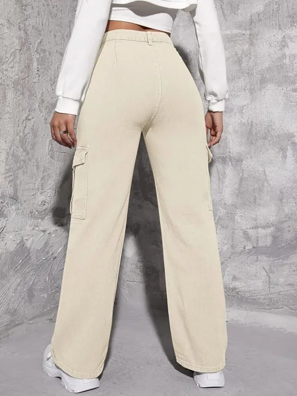 Fashioniga_Patch_Pocket_Cream_Cargo_Denim_Jeans