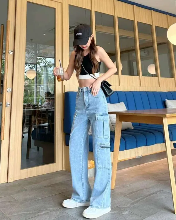 Zipper_Fly_8_Pocket_Ice_Blue_High_Waist_Cargo_Denim_Jeans