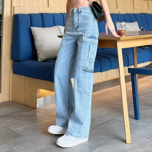 Zipper_Fly_8_Pocket_Ice_Blue_High_Waist_Cargo_Denim_Jeans