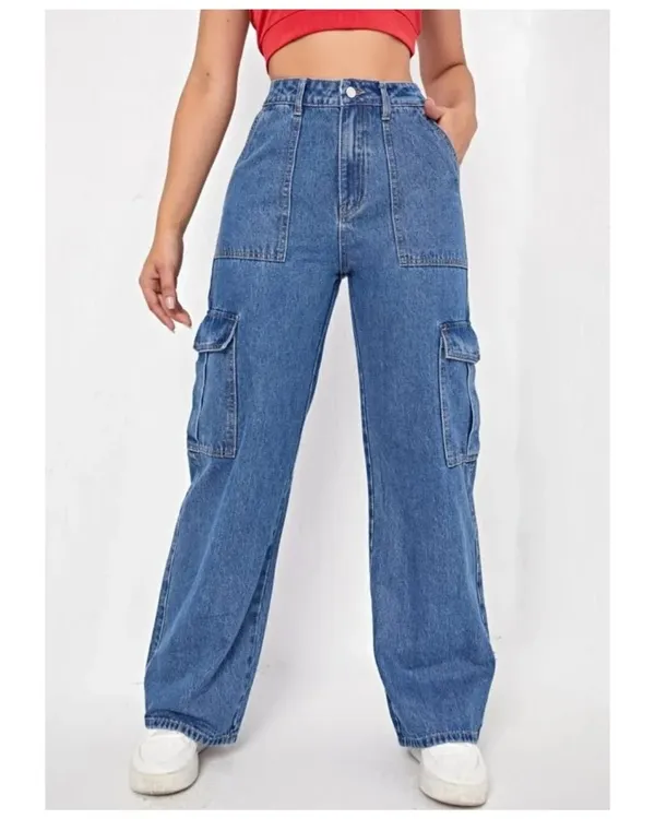 Trending_Style_With_Flap_Pocket_Stone_Blue_Light_Blue_shade_Wide_Leg_Bell_Bottom_Loose_Denim_Jeans_For_Women