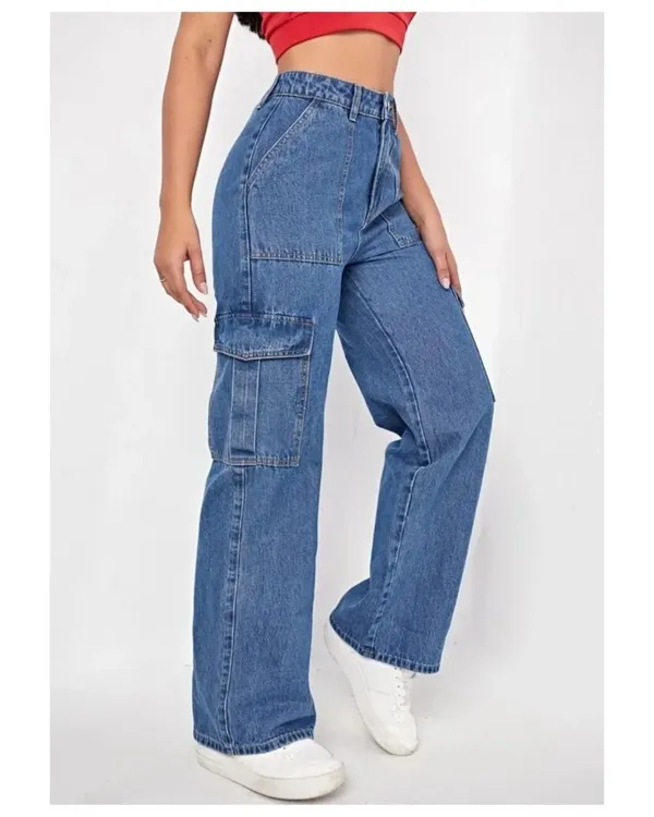 Trending_Style_With_Flap_Pocket_Stone_Blue_Light_Blue_shade_Wide_Leg_Bell_Bottom_Loose_Denim_Jeans_For_Women