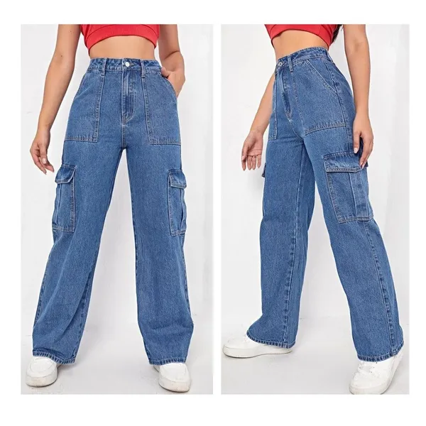 Trending_Style_With_Flap_Pocket_Stone_Blue_Light_Blue_shade_Wide_Leg_Bell_Bottom_Loose_Denim_Jeans_For_Women
