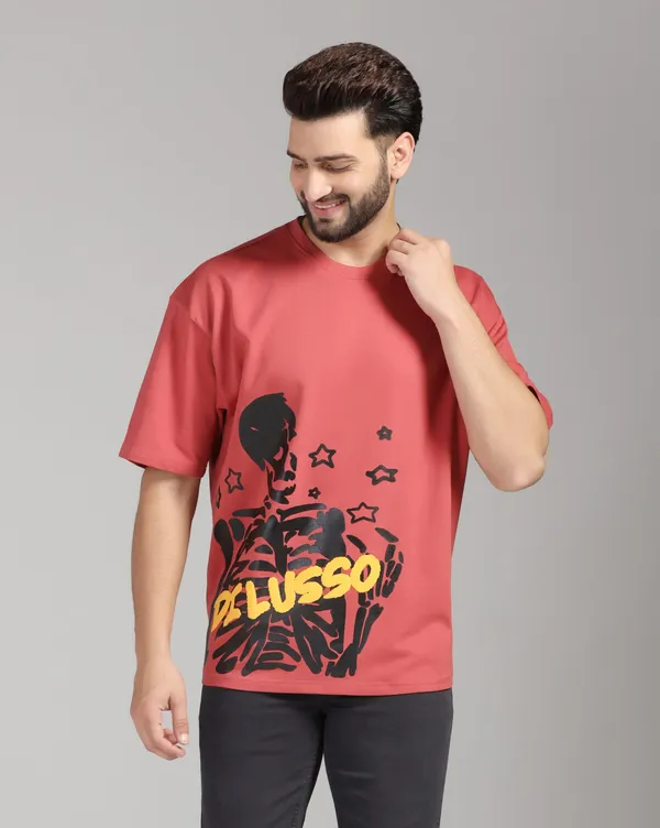 Chilli_Red_Pure_Cotton_Demon_Dungeon_Printed_Unisex_Over_Sized_Tshirt