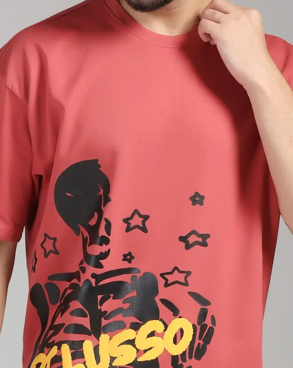 Chilli_Red_Pure_Cotton_Demon_Dungeon_Printed_Unisex_Over_Sized_Tshirt