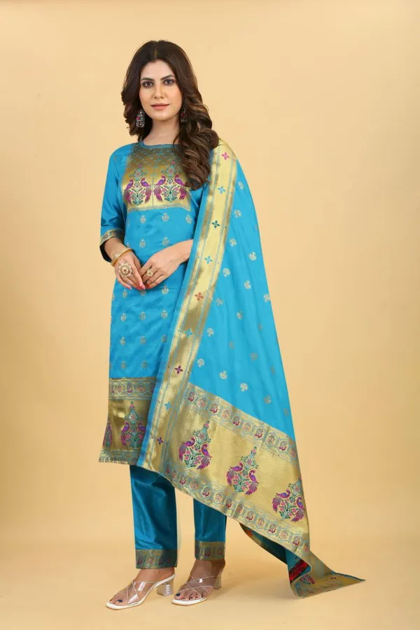 Blue_Paithani_Soft_Silk_Salwar_Suit