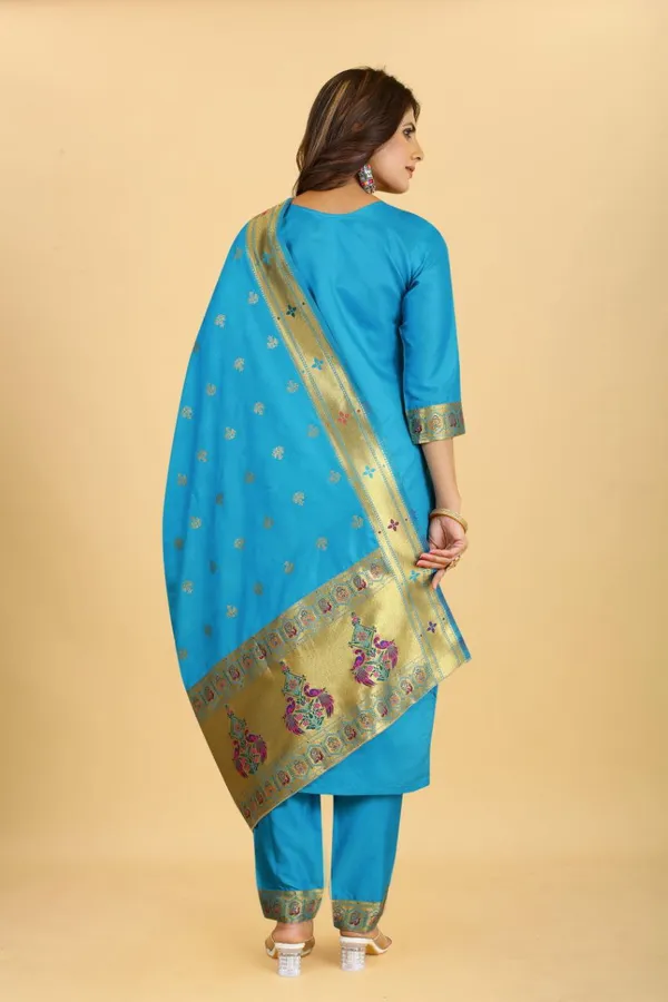 Blue_Paithani_Soft_Silk_Salwar_Suit