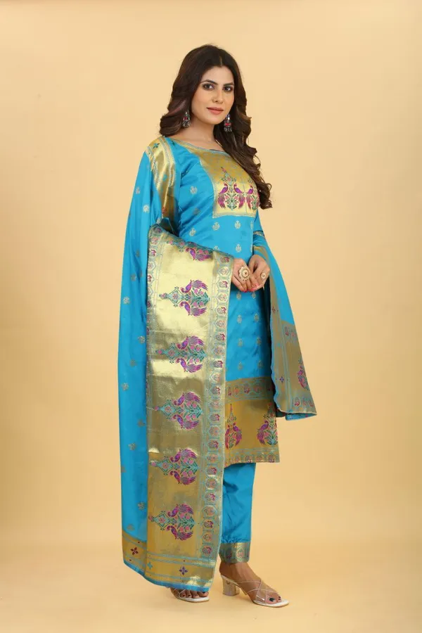 Blue_Paithani_Soft_Silk_Salwar_Suit