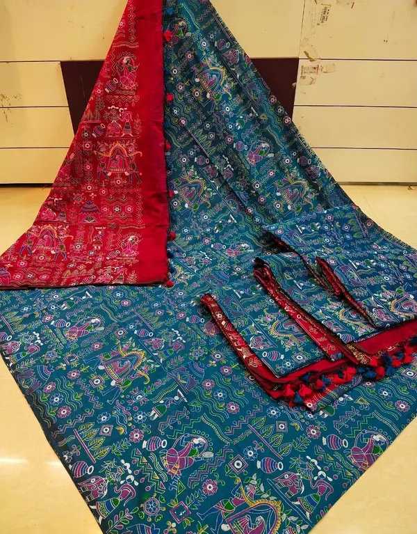 Printed_Madhubani_Cotton_Silk_saree_for_women