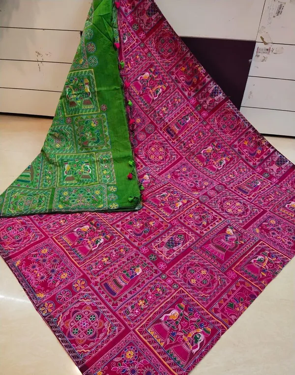 Printed_Madhubani_Cotton_Silk_saree_for_women