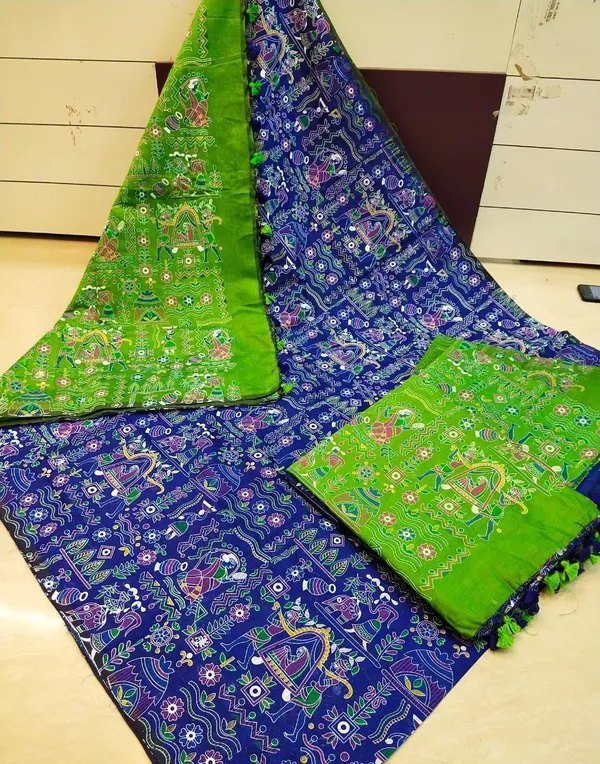 Printed_Madhubani_Cotton_Silk_saree_for_women