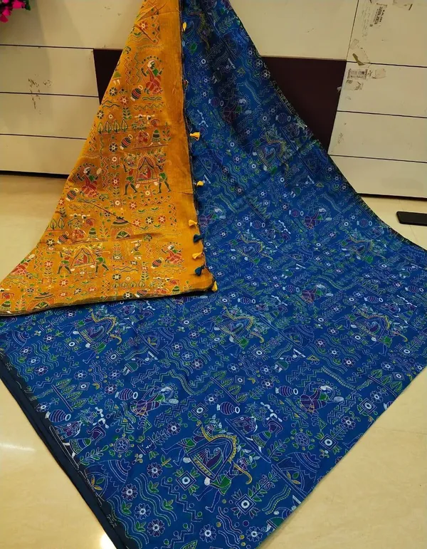 Printed_Madhubani_Cotton_Silk_saree_for_women