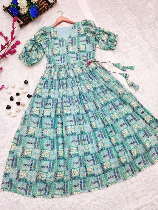 Blue_Muslin_Maxi_Gown_With_Dupattas