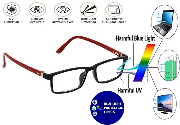 Zero_Power_Blue_Ray_Cut_Computer_Glasses_For_Men_&_Women_|_Red_&_Black