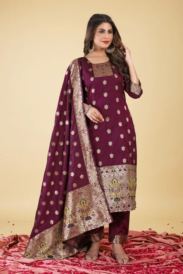 Black_color_paithani_silk_stitched_dress