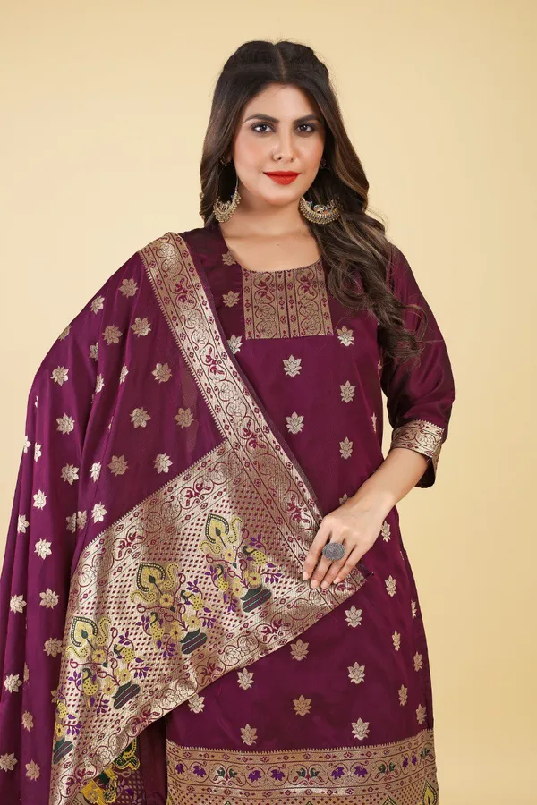 Black_color_paithani_silk_stitched_dress