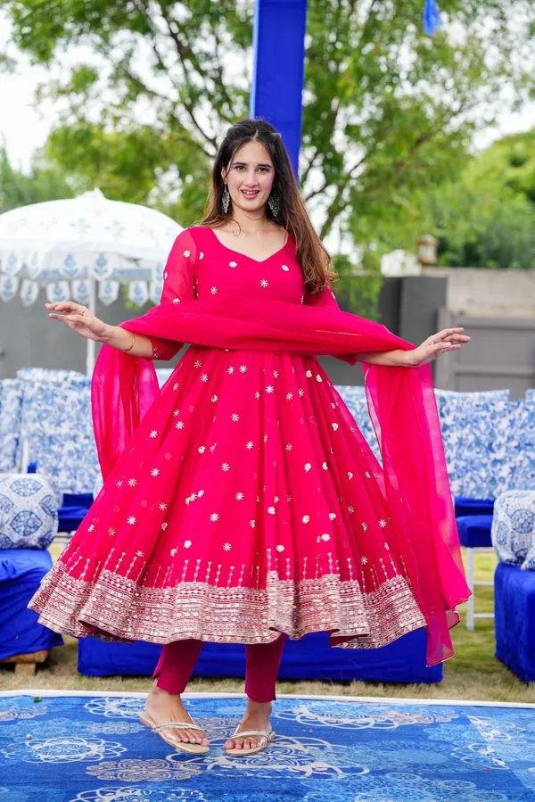 Hot_Pink_Sparkle_Gown_And_Dupatta