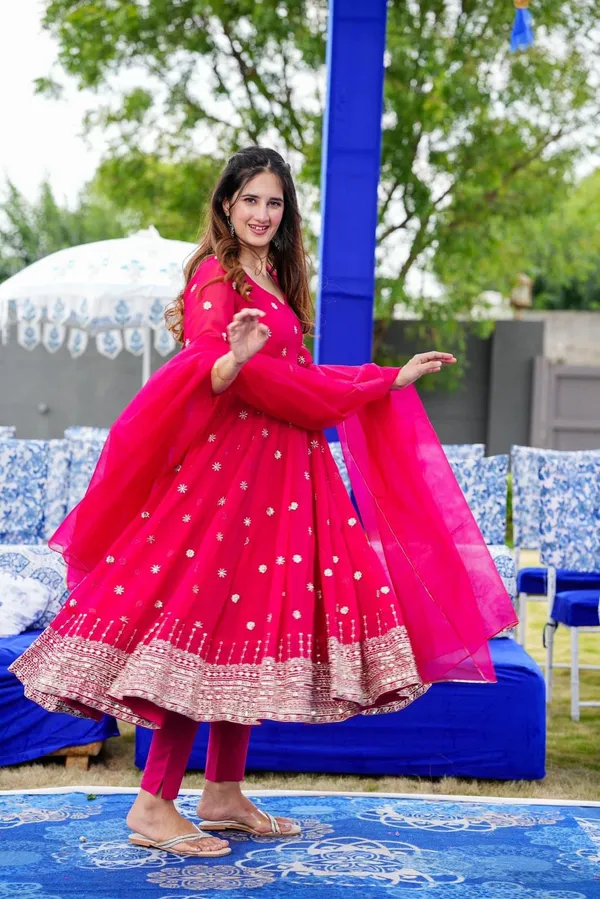 Hot_Pink_Sparkle_Gown_And_Dupatta