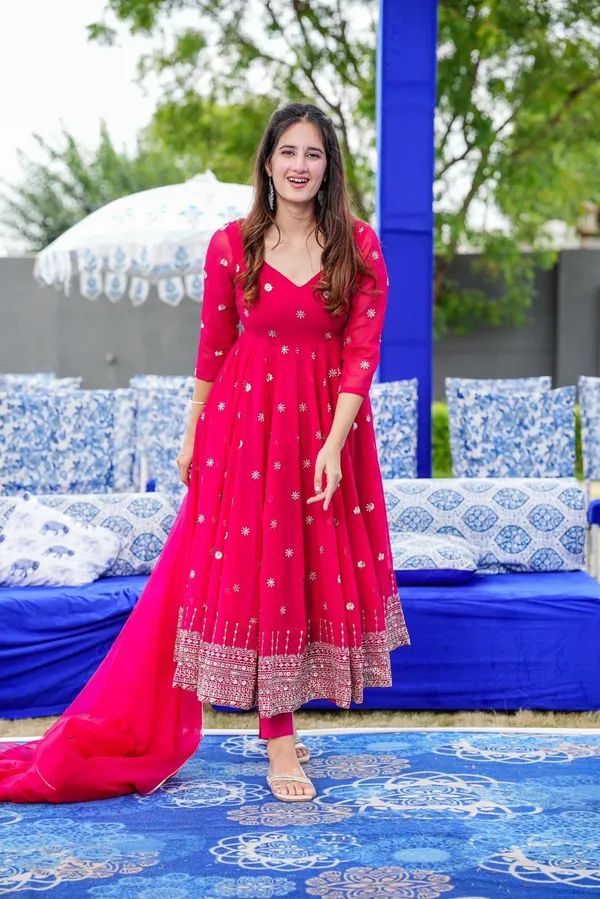 Hot_Pink_Sparkle_Gown_And_Dupatta