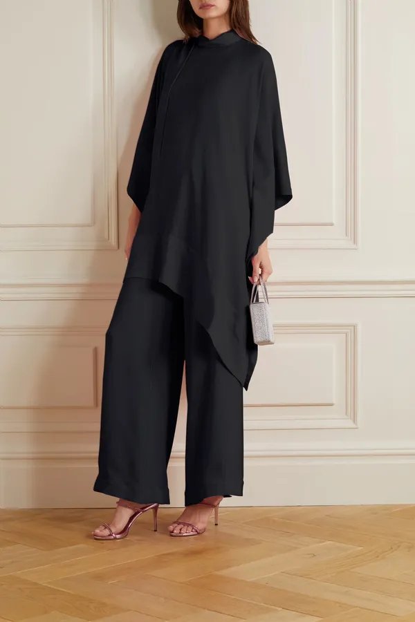Designer_Party_Wear_Readymade_Co-ords_Set_Black_Korean_Nida_Pant_Suit