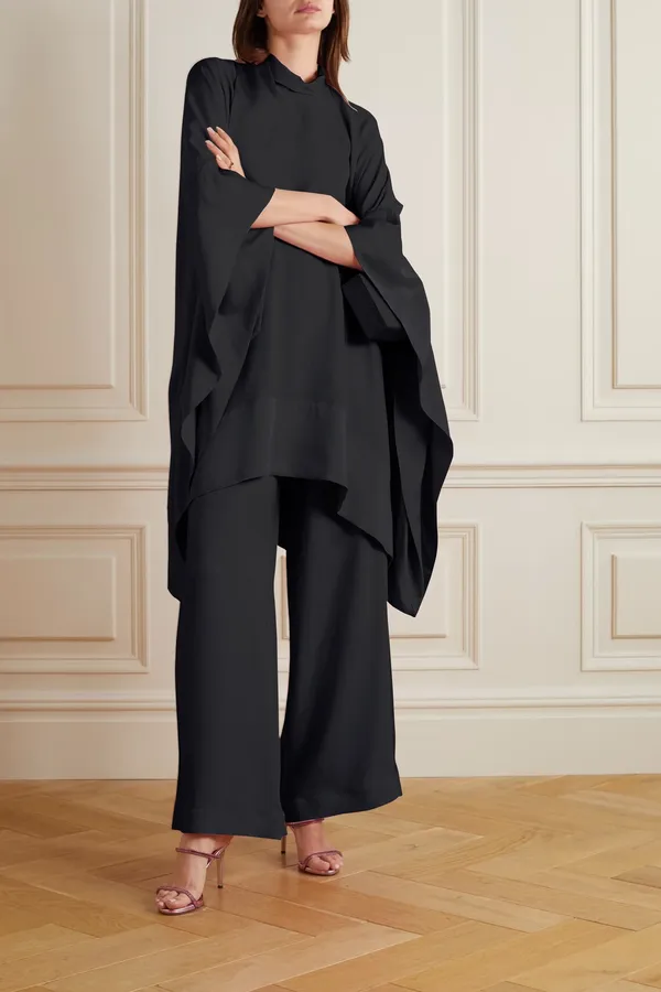 Designer_Party_Wear_Readymade_Co-ords_Set_Black_Korean_Nida_Pant_Suit