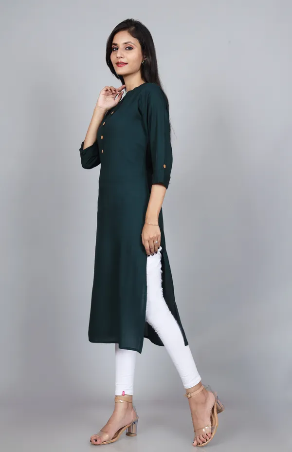 Women_Solid_Straight_Kurta_(Dark_Green)