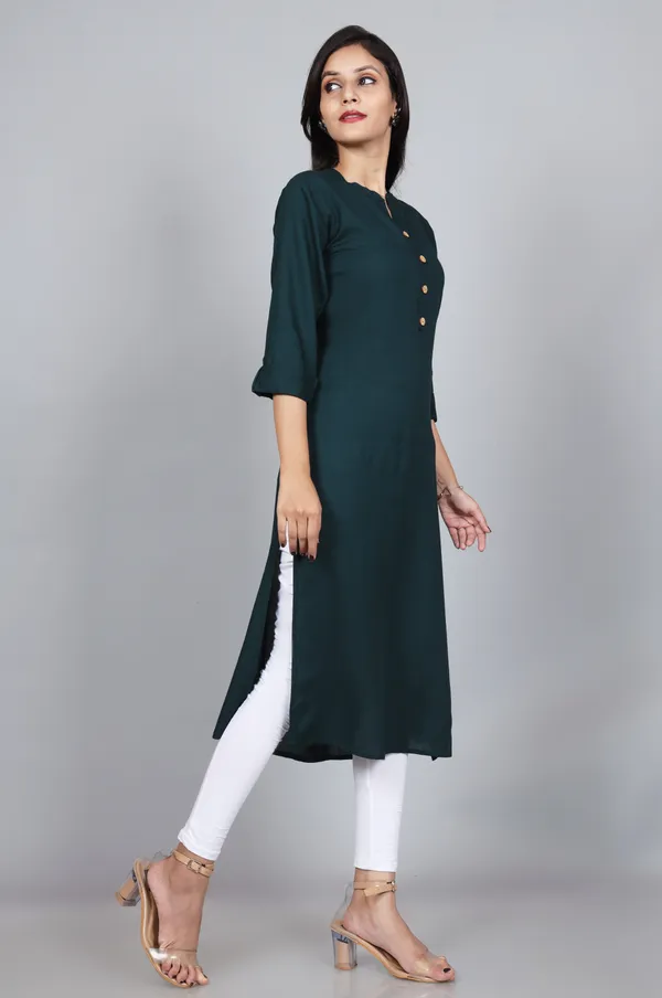 Women_Solid_Straight_Kurta_(Dark_Green)