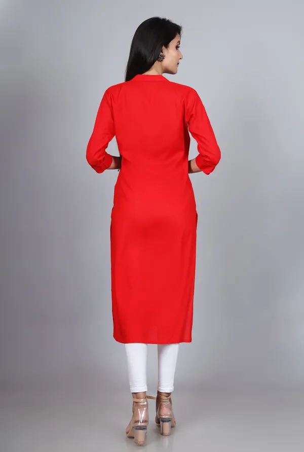 Women_Solid_Straight_Kurta_(Red)